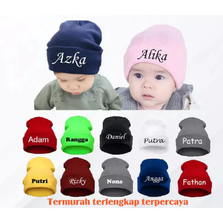 kupluk custom anak bordir nama termurah kupluk bahan adem nyaman tebal