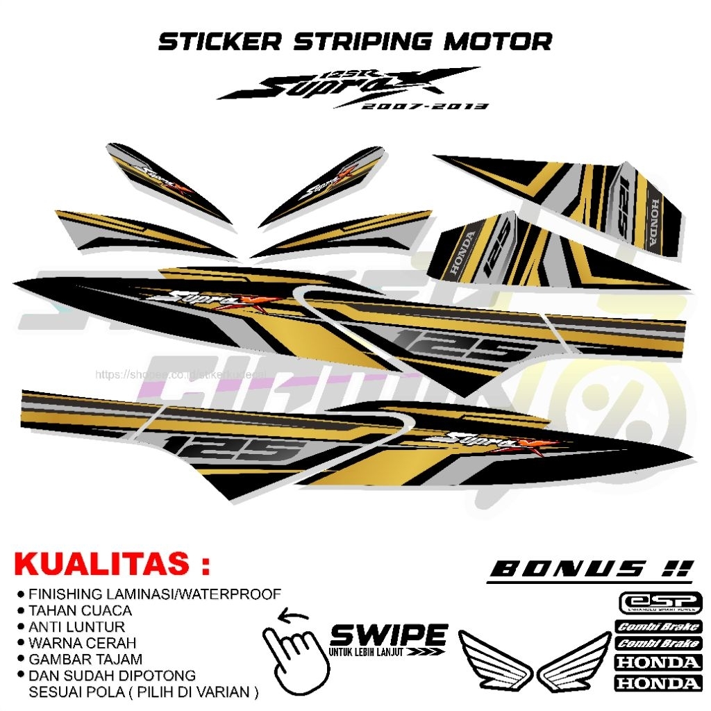 STRIPING STIKER MOTOR HONDA SUPRA X 125 R 2007 2013 VARIASI STICKER BODY MODIFIKASI PNP