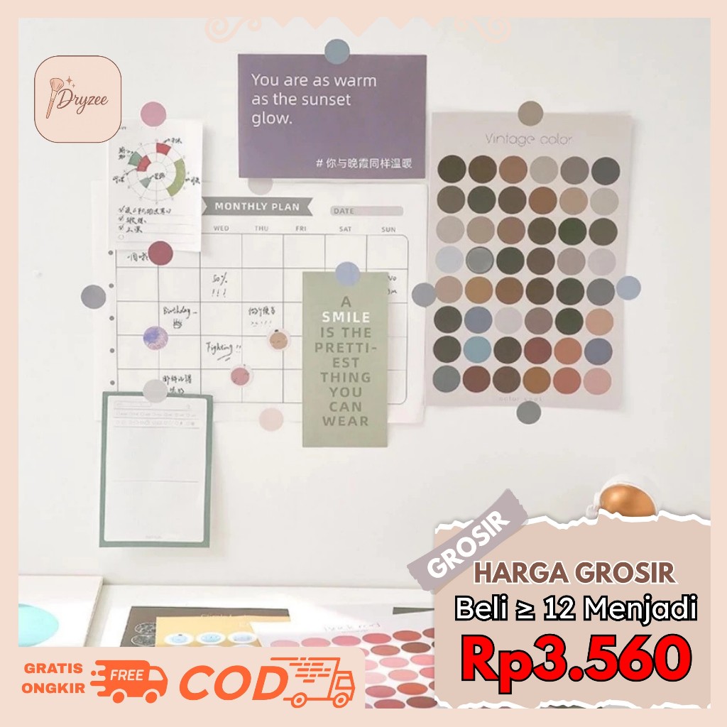 

Stiker Kertas Dekor MACARON DOTS Aesthetic Paper Sticker DIY Planner Scrapbook 12 Style - SD04