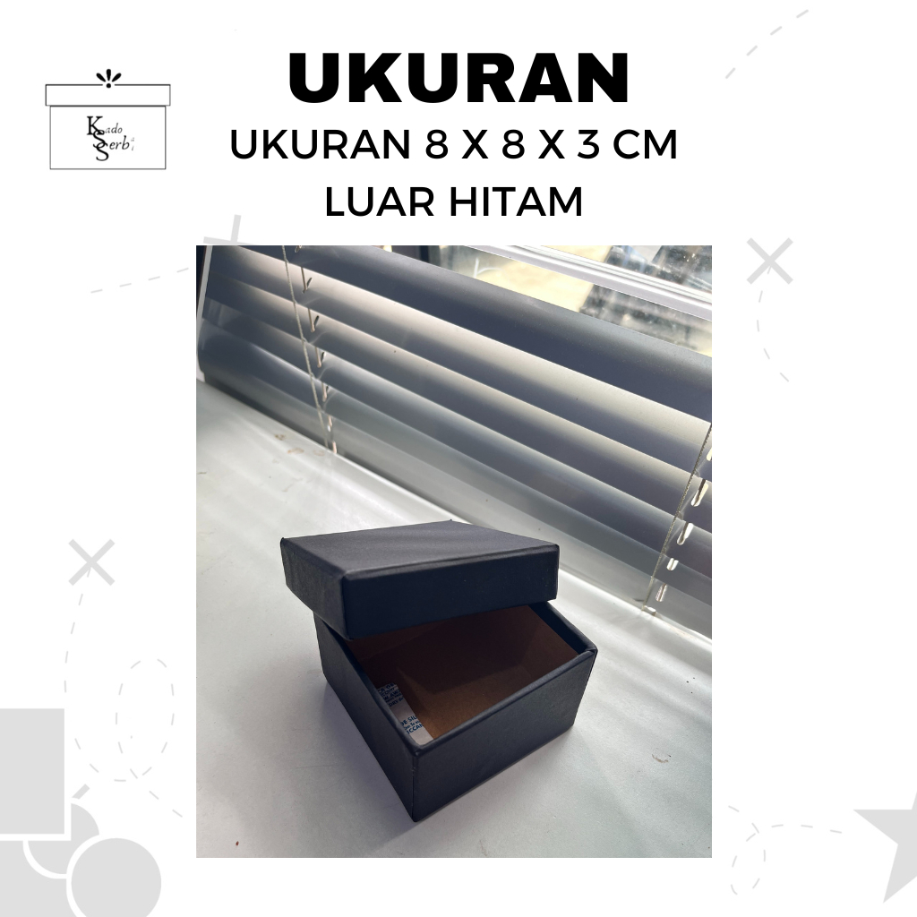 

Grosir Hardbox 8x8x3 cm cover luar hitam / kotak kado / hampers / giftbox / mini box / kotak polos