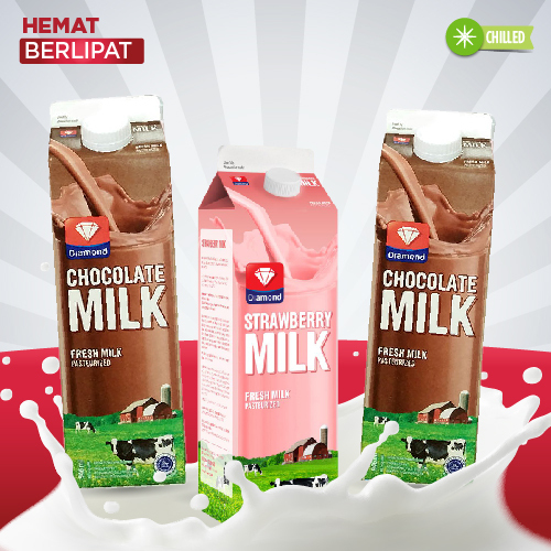 

HEMAT BERLIPAT BELI 1 PC DIAMOND FRESH MILK STRAWBERRY & 2 PCS CHOCOLATE 946 ML