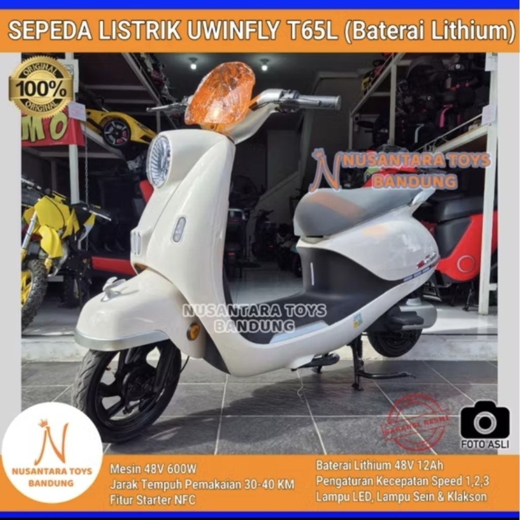 Sepeda Listrik Uwinfly T65L T65 Lithium 600W NFC Sepeda Rasa Motor Listrik Original Uwinfly Bandung