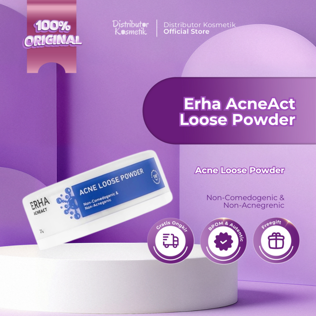 [ AGEN RESMI ] ERHA Acneact Acne Loose Powder 21g - Erha Skincare Bedak Tabur Kulit Jerawat Original