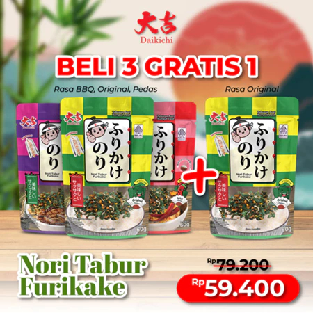 

(BELI 3 GRATIS 1) Nori Tabur Furikake Rumput Laut Panggang Campuran Ikan Teri 60g
