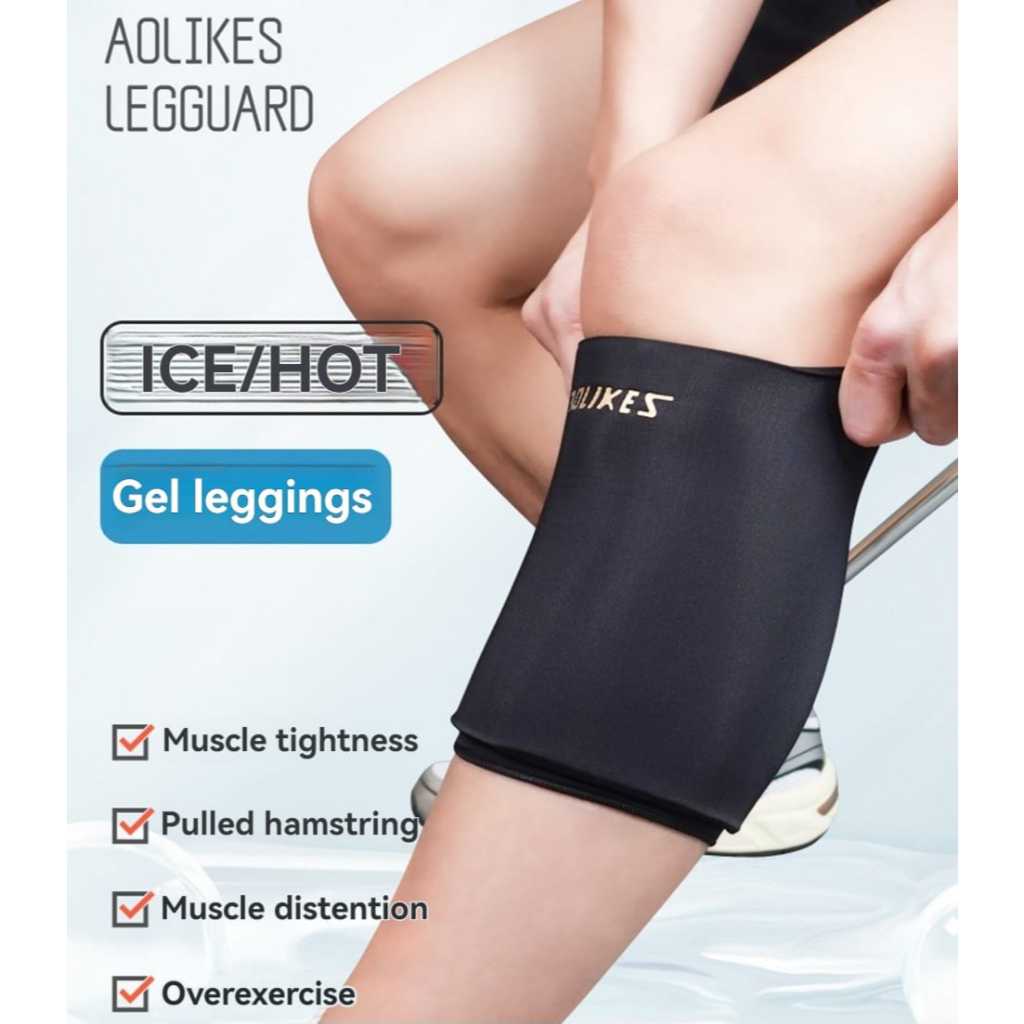 Leg Sleeve Gel Ice Pack Hot Kompres - Pelindung Paha Kaki Betis Lutut Cedera Otot Keseleo Terkilir AOLIKES 3704