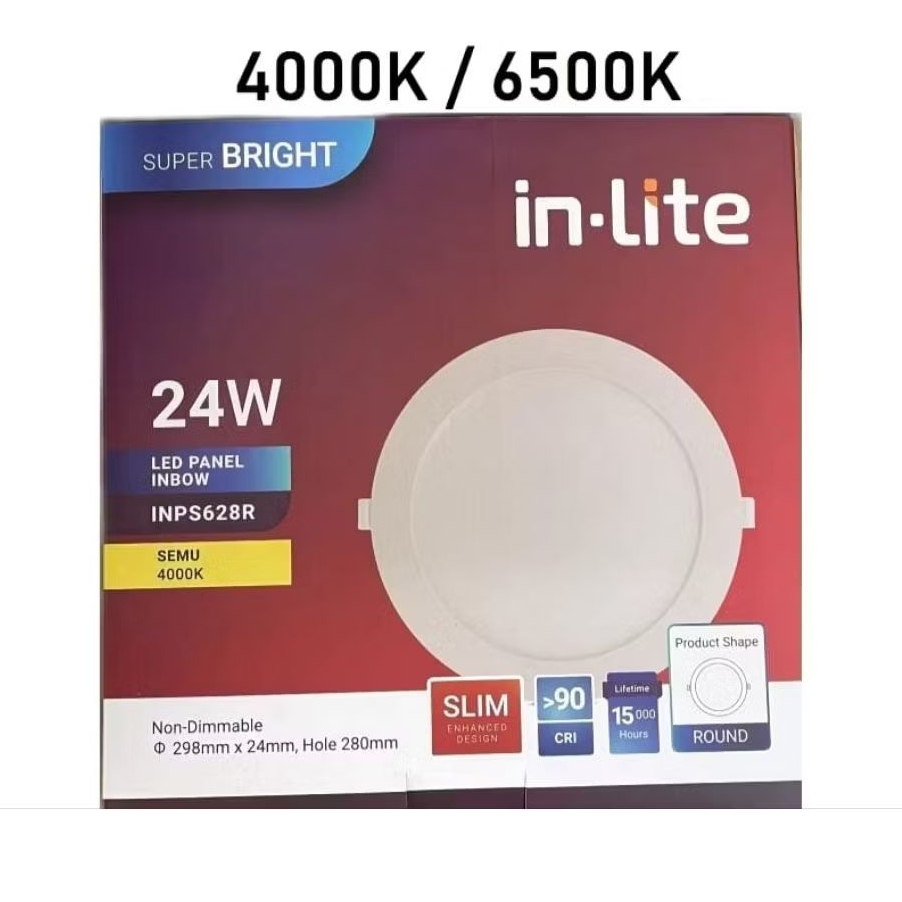 Inlite Downlight LED Panel Inbow INP628R 24W 4000k 6500k/Downlight LED inlite Inbow 24W 4000k 6500k