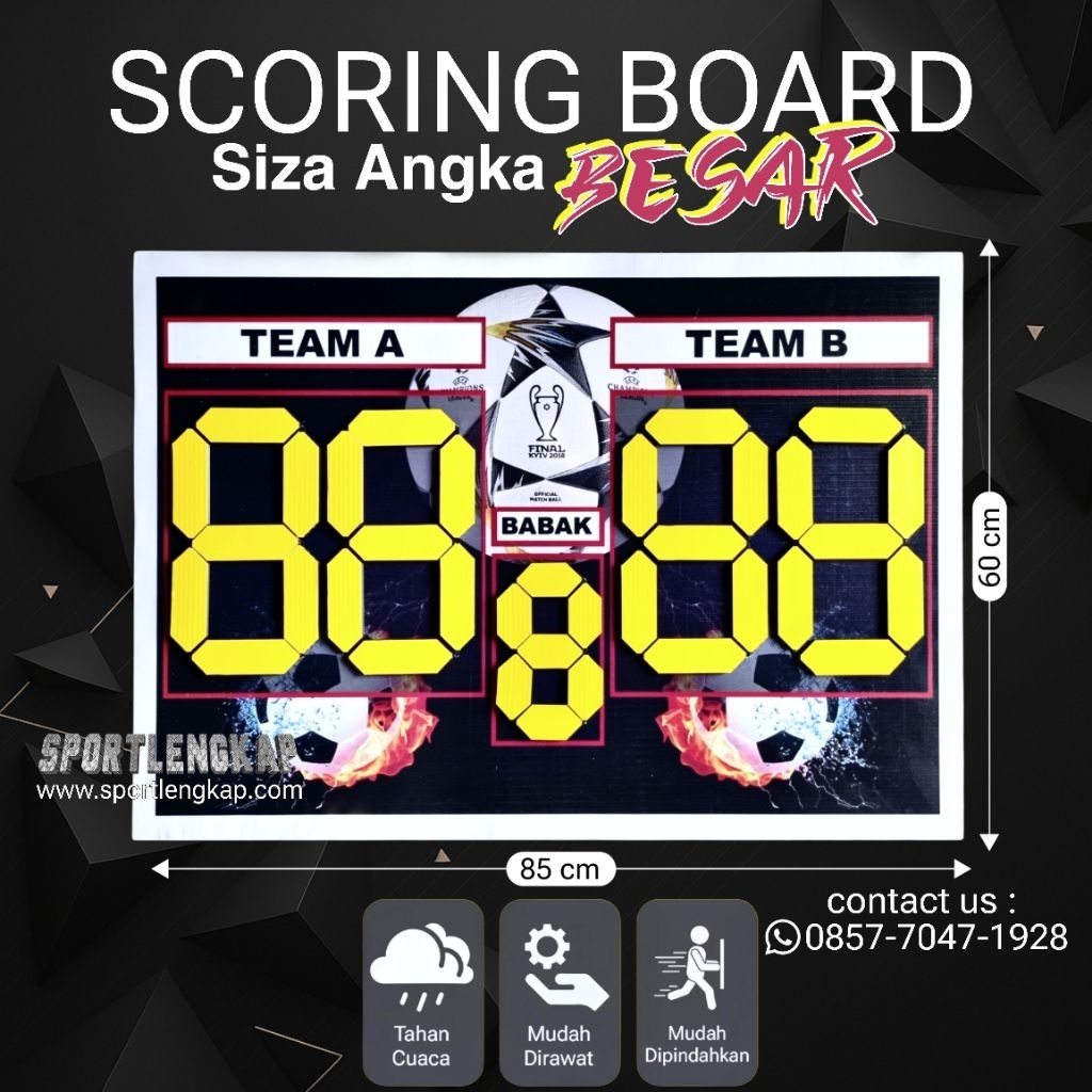 papan skor, scoring board sepak bola, futsal