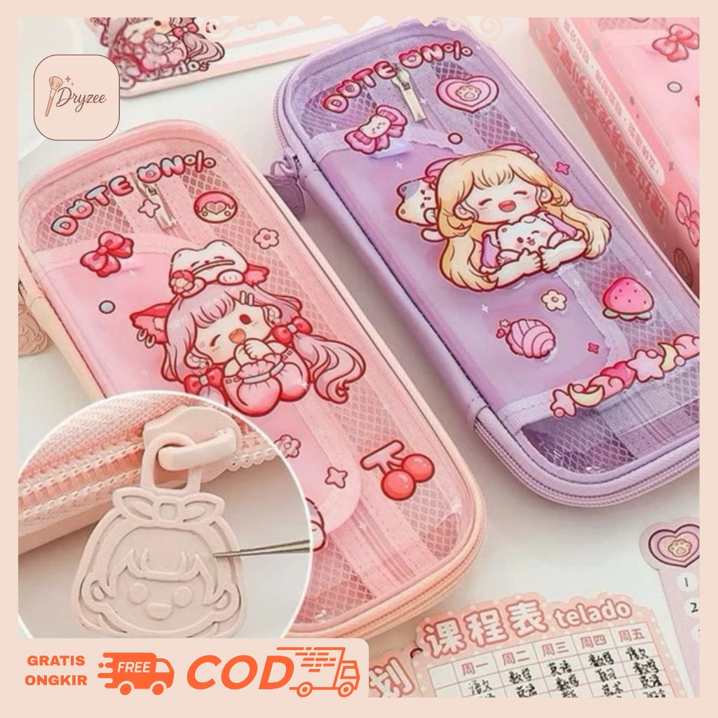 

Kotak Pensil Transparan 3D Cartoon Lucu Cantik Unik Karakter Dodogirl Cat TLD159