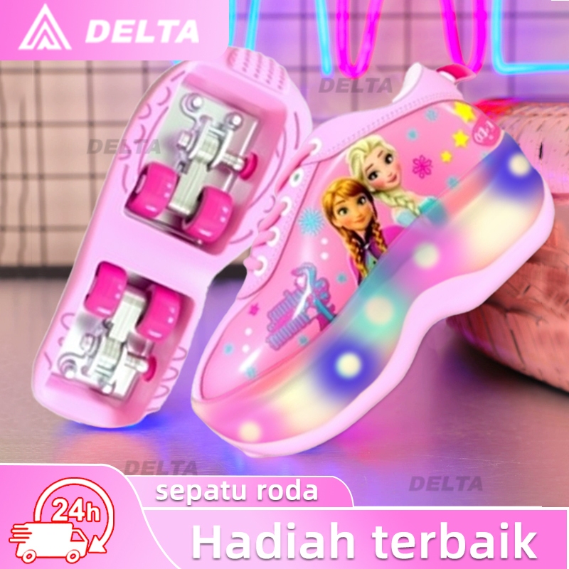 KS DELTAsepatu roda anak perempuan roda 4 sepatu roda tersembunyi sepatu roda anak perempuan 3 tahun