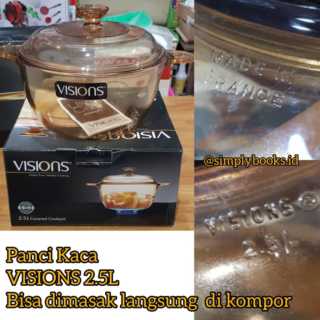 PANCI KACA VISIONS 2.5L / VISIONS 1.25L / LUMINARC 5L READY KHUSUS INSTAN - panci kaca VISIONS / LUM