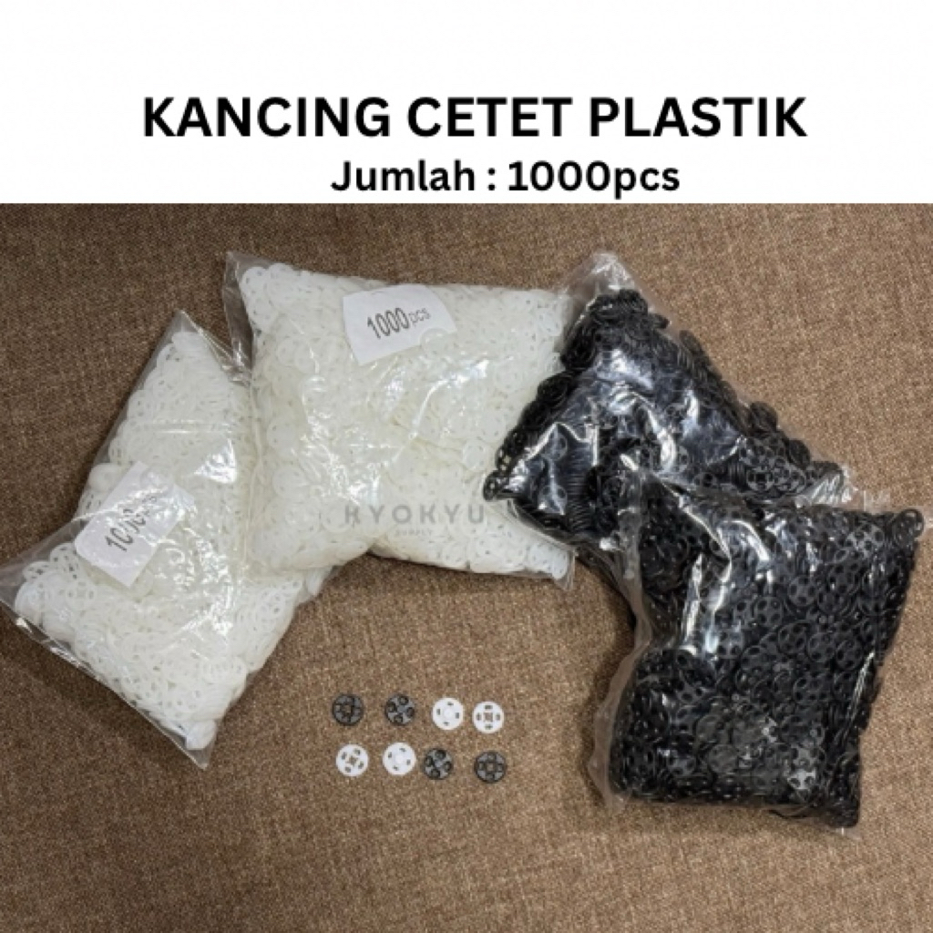 Kancing Cetet Plastik Hitam Putih 10mm 13mm cetet plastik KAM