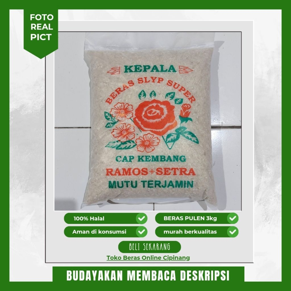 

beras kemasan kembang setra ramos 3kg