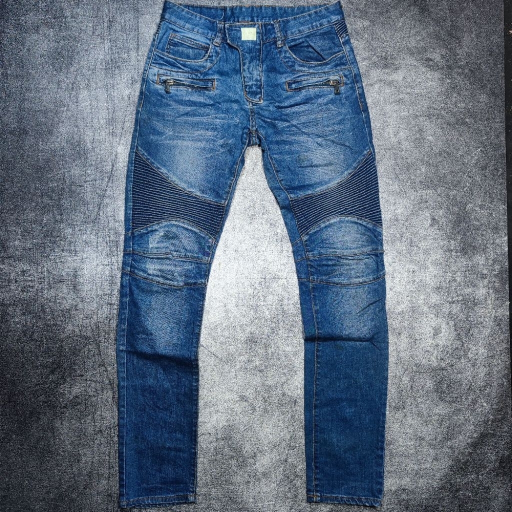 BALMAIN BIKERS STRETCH JEANS