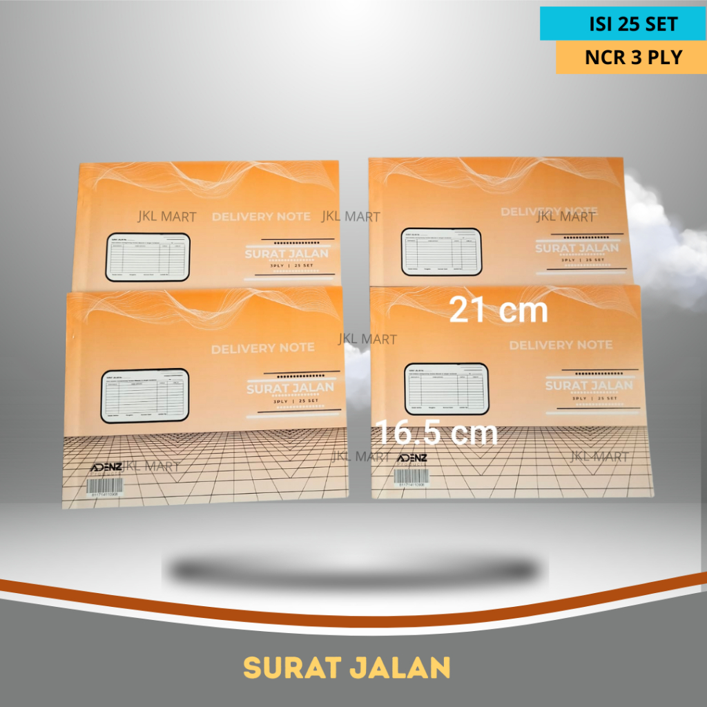 

ISI 25 SET DELIVERY NOTE SURAT JALAN NCR 16.5 x 21 CM SURAT JALAN 3 PLY RANGKAP NCR TERMURAH