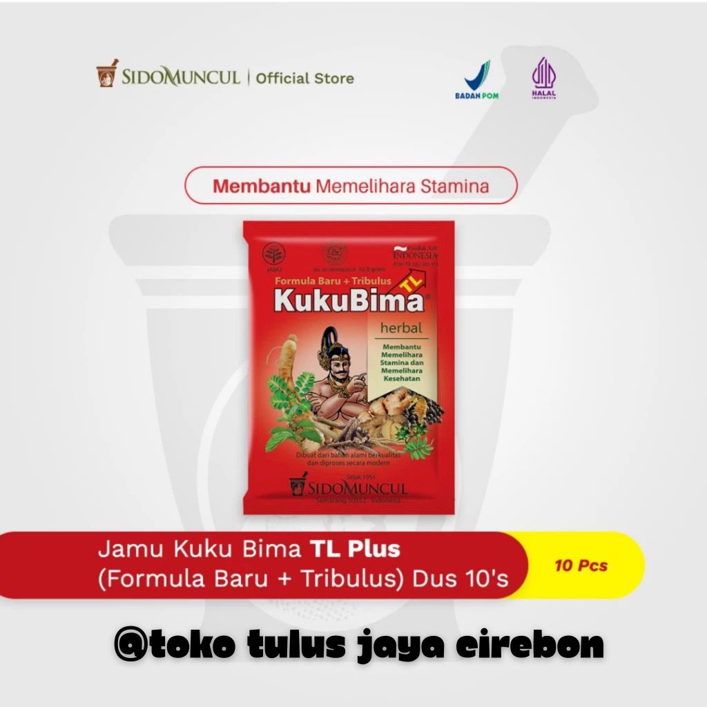 

Jamu Kuku Bima TL Plus (Formula Baru + Tribulus) Dus 10's - Vitalitas dan ginseng