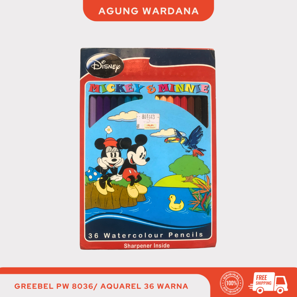 

GREEBEL DISNEY PENSIL WARNA WATERCOLOUR 36 WARNA + RAUTAN