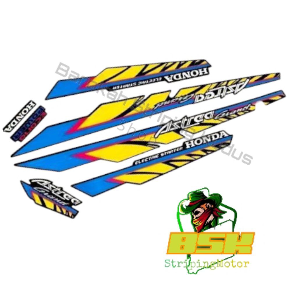 Striping Grand 1993 Standart | stiker bodi motorastrea grand bulus 93 biru kuning