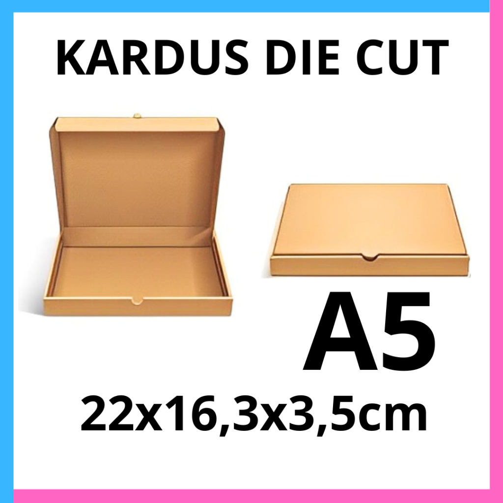 Kardus die cut 22x16x3,5cm Karton box packing A5