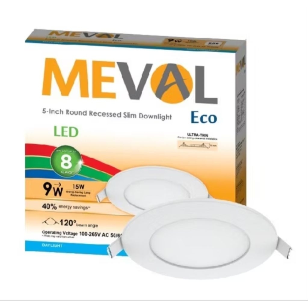 DOWNLIGHT MEVAL 9WATT ROUND PUTIH / MEVAL DOWNLIGHT INBOW 9WATT PUTIH BULAT ORIGINAL
