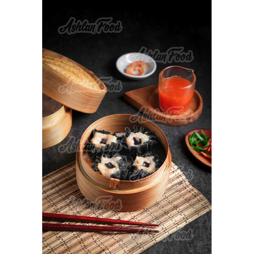 

Dimsum ayam jamur kulit hitam pewarna alami