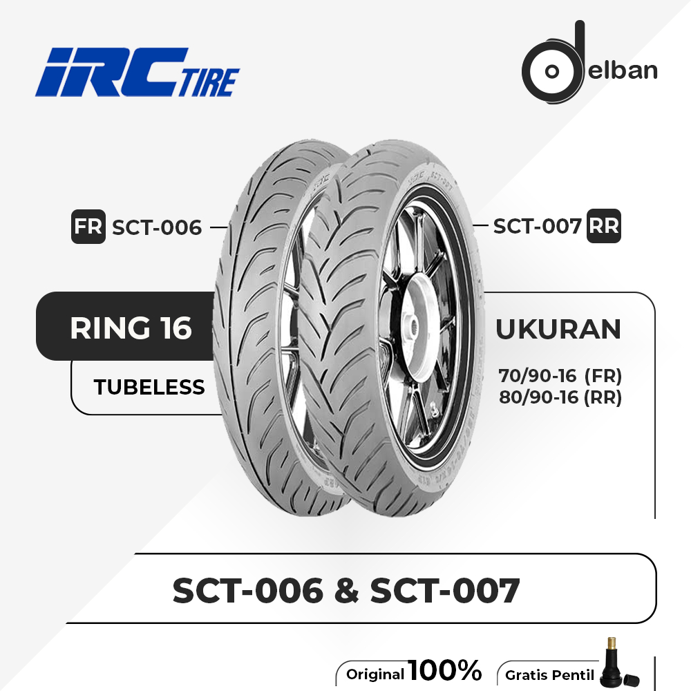 BAN MOTOR VARIO 160 IRC SCT-006 & SCT-007 TUBELESS SEPASANG / SATUAN  DEPAN BELAKANG HONDA VARIO 160