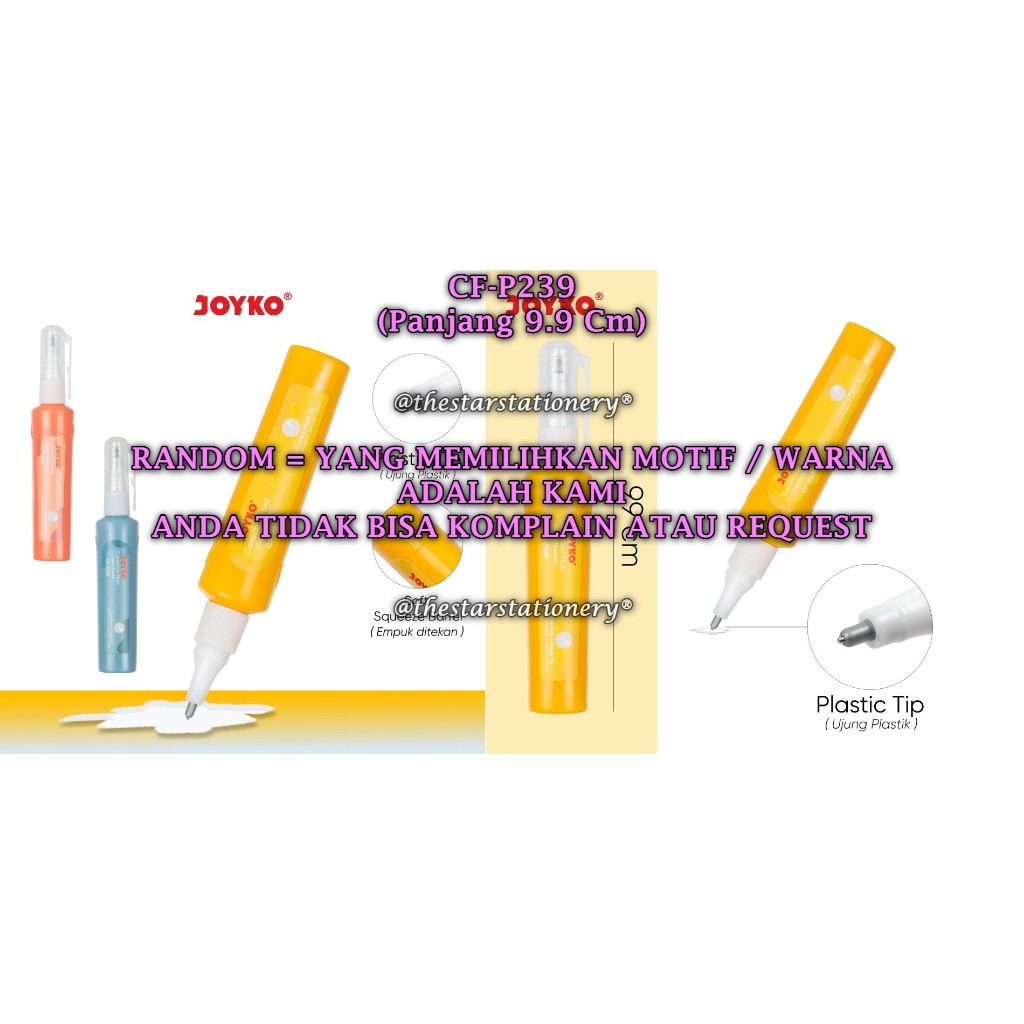 

(1 Biji) GROSIR Correction fluid JOYKO CF-P239 Cairan Koreksi Penghapus Cair Joyko CF-P239 (1 Biji)