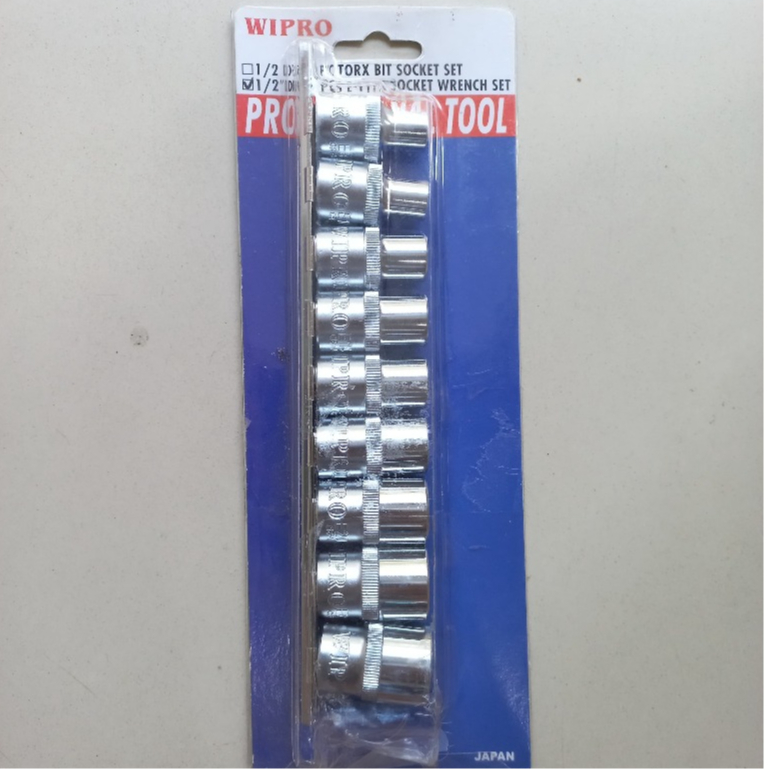 Kunci Sock Set E Star Bits 9Pcs 1/2" WIPRO/ Kunci Sok E Bintang Set 9 Pcs 1/2Inch WIPRO