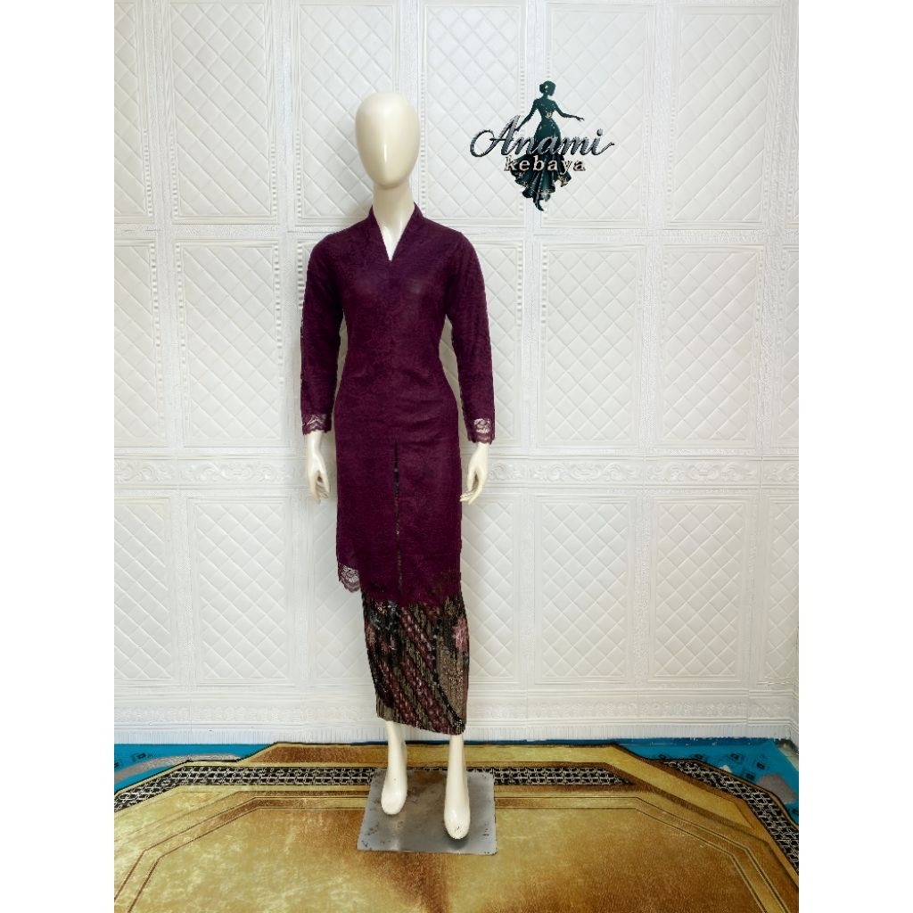 Anami - Atasan Kebaya Modern V Neck Model Long Tunik / Kebaya Modern Wisuda / Kebaya Modern Pesta / 
