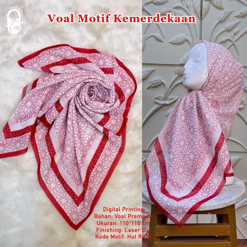Hijab segiempat KEMERDEKAAN MERAH PUTIH