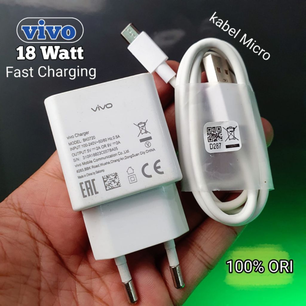 Charger Vivo 18Watt Copotan HP Fast Charging S1 Y17 Y51s Y70s Y73s Z1pro Z2pro X23 X20plus Bawaan hp