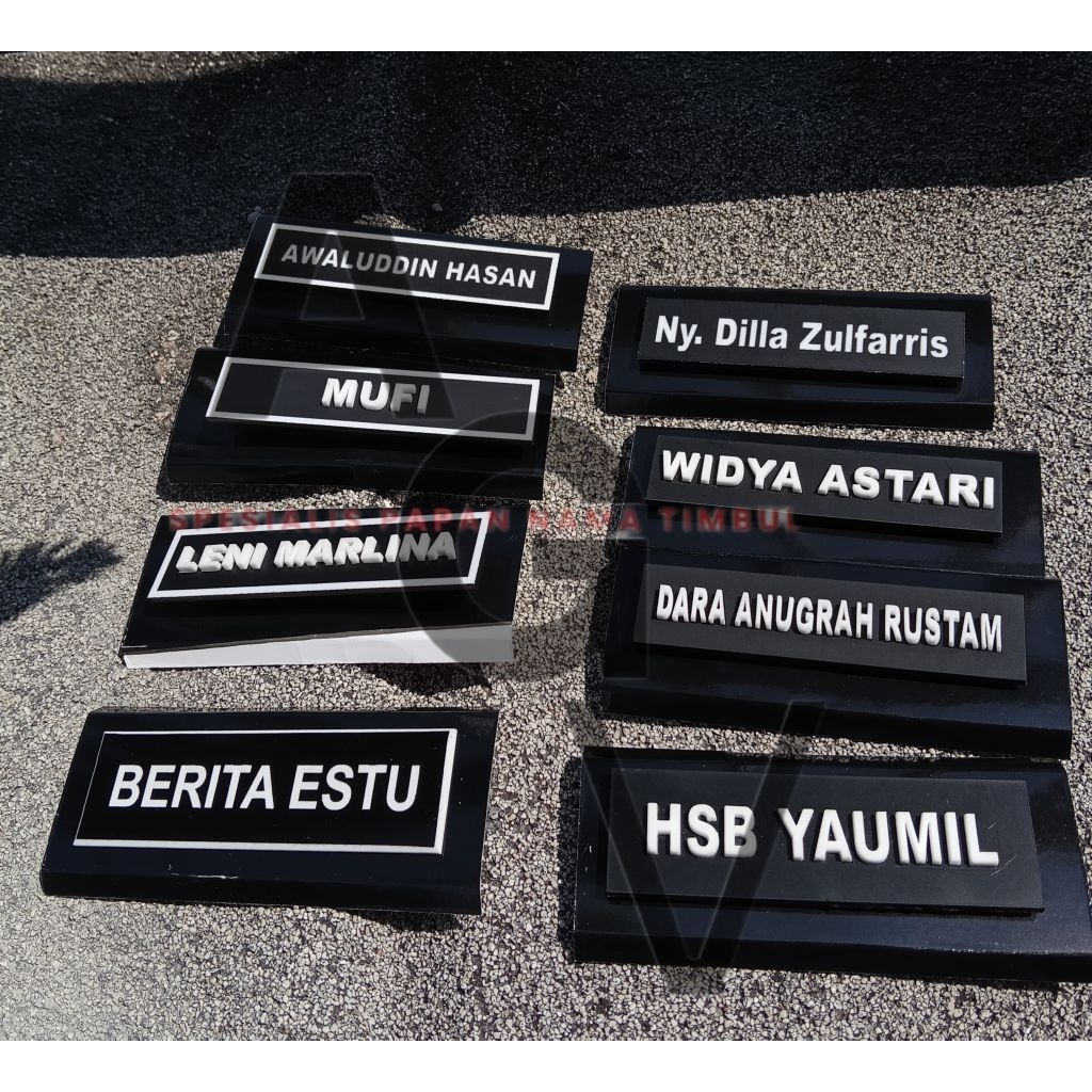 

Nametage akrilik timbul / Non timbul - Papan Nametage akrilik