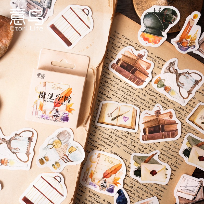 

【MAPLESOL】45 Pcs MAGIC POETRY MATERAI Deco Sticker DIY Scrapbook Vintage Stiker Jurnal Diary Planner Kotak / Stiker Kertas Bujo Journaling Bullet / Dreamy Deco Sticker Planner DIY Scrapbook Stiker Korea / Aesthetic Sticker Box DIY Diary Planner
