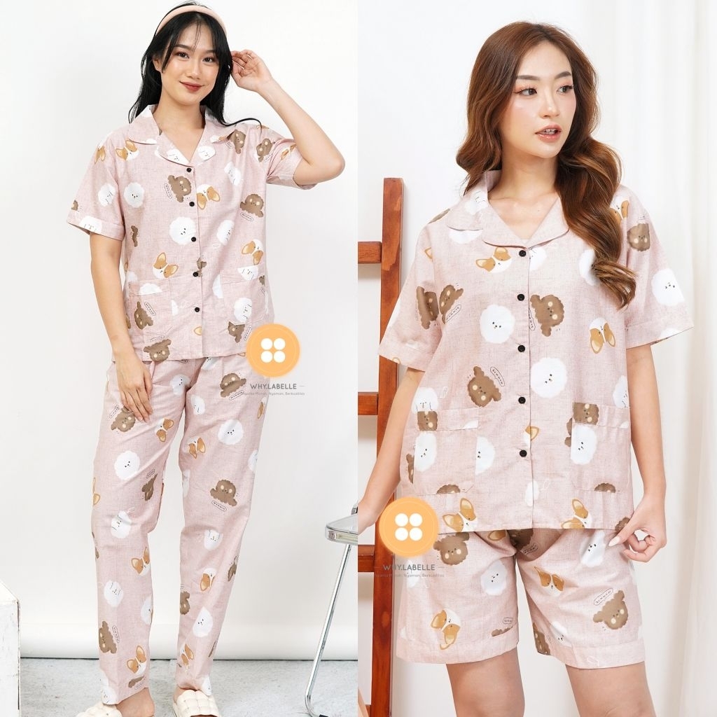 WHY.LABELLE baju tidur piyama katun Jepang murni motif PETTY