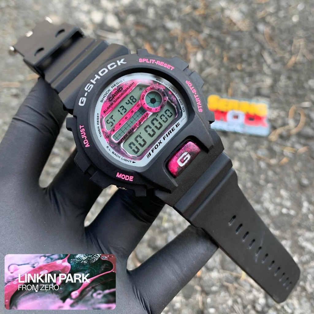 Casio G Shock Gshock DW 6900 Original Custom LINKIN PARK FROM ZERO Pink Black