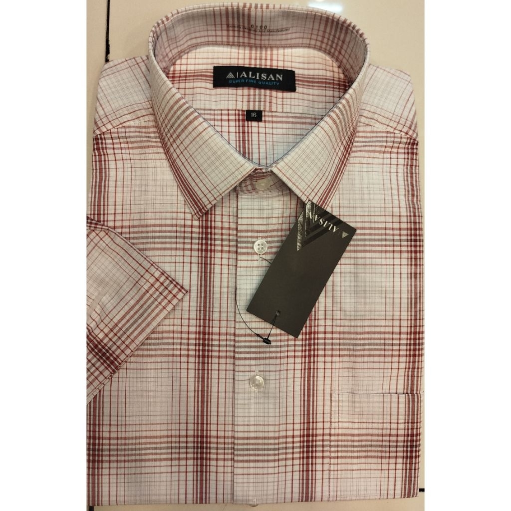 Kemeja Alisan Motif Kotak Lengan Pendek Reguler