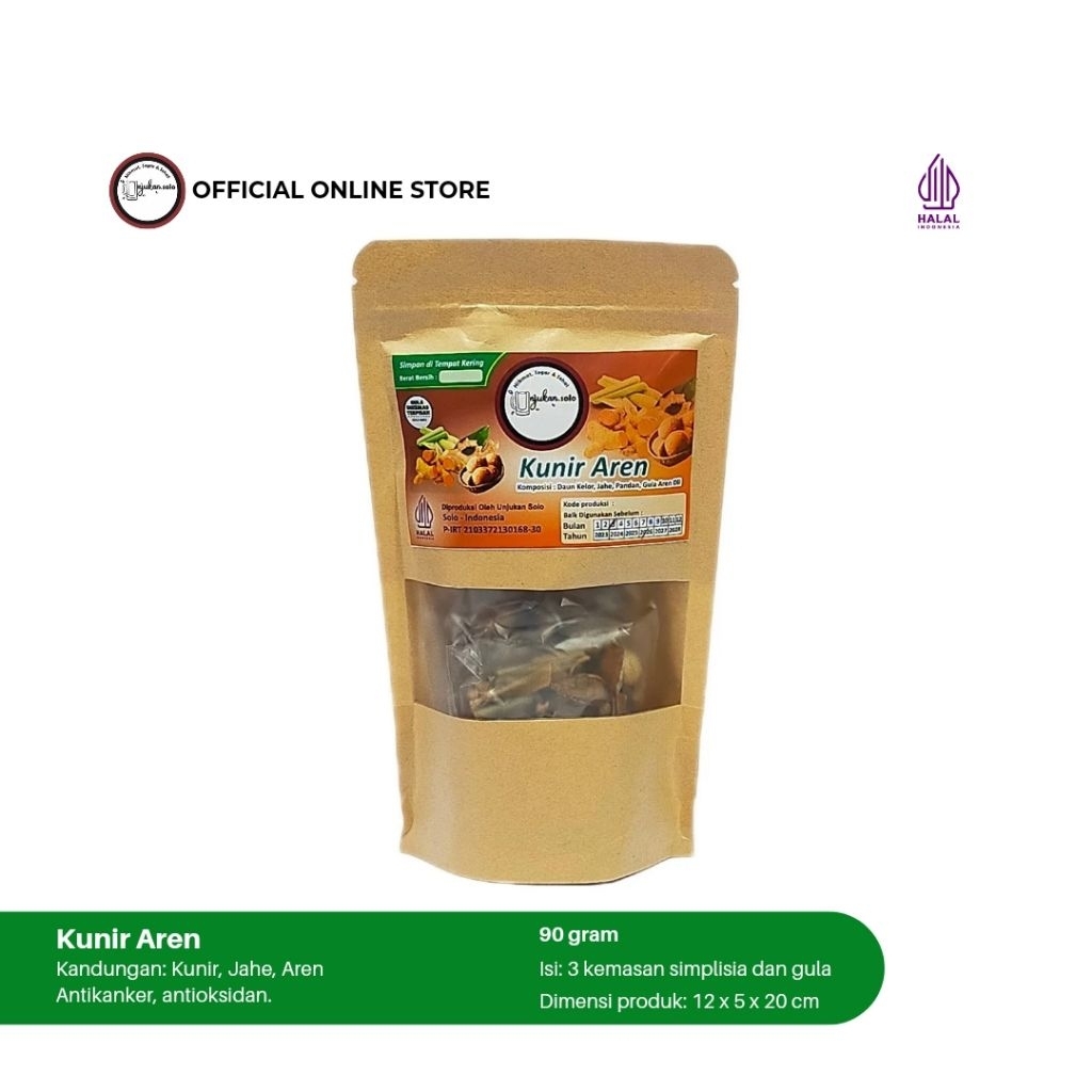 

Kunir Aren Pouch Unjukan Solo/ Kunir, Aren, dan Rempah lain/ Antikanker, Antioksidan