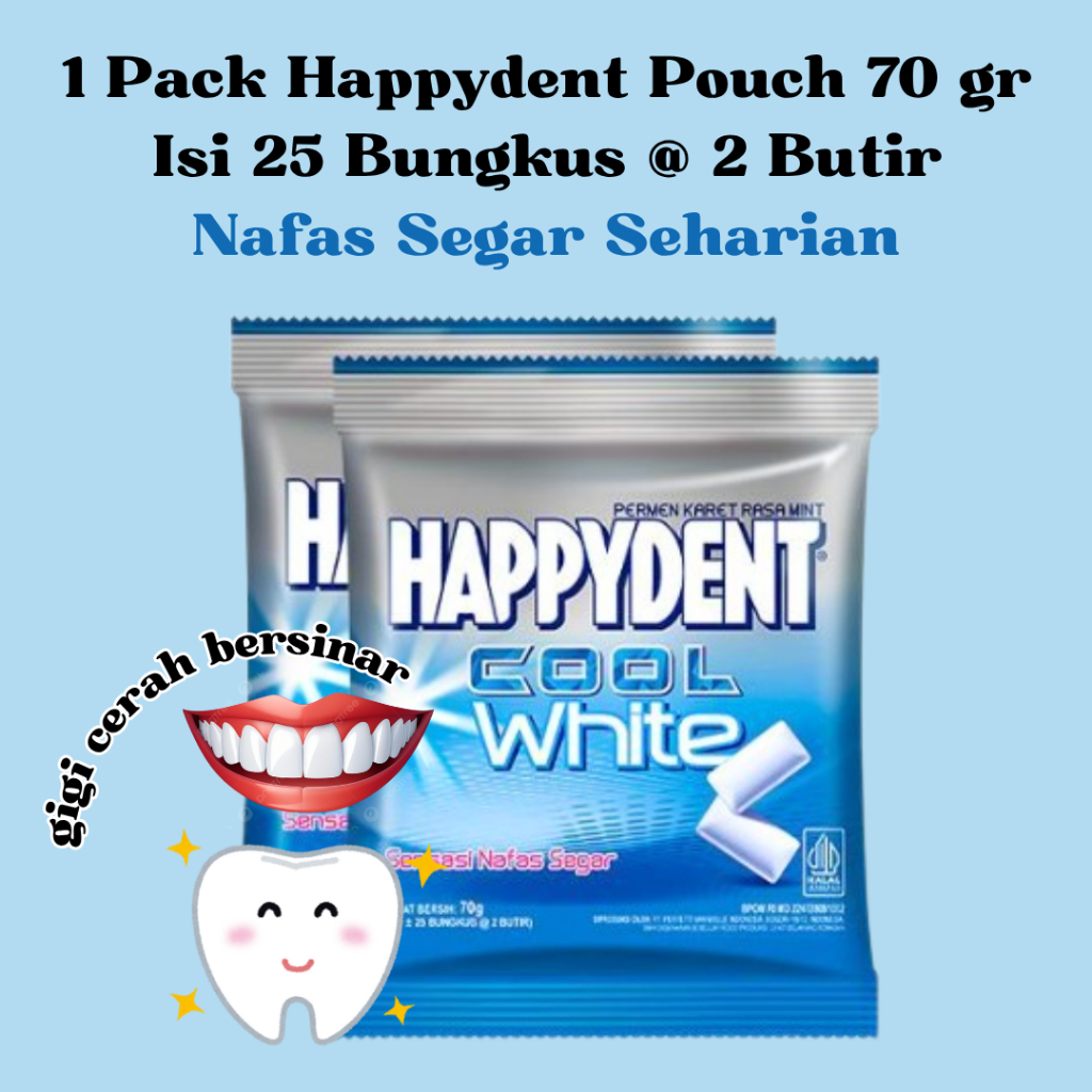 

Permen Happydent Cool White - Menghilangkan Bau Mulut - Memutihkan Gigi - Permen Happydent - Permen Karet