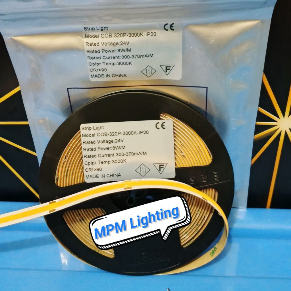 LED Strip COB 24V 320LED 8W/M 3000K Cry90 / Strip Light COB 24V 8 WATT 3000K IP20