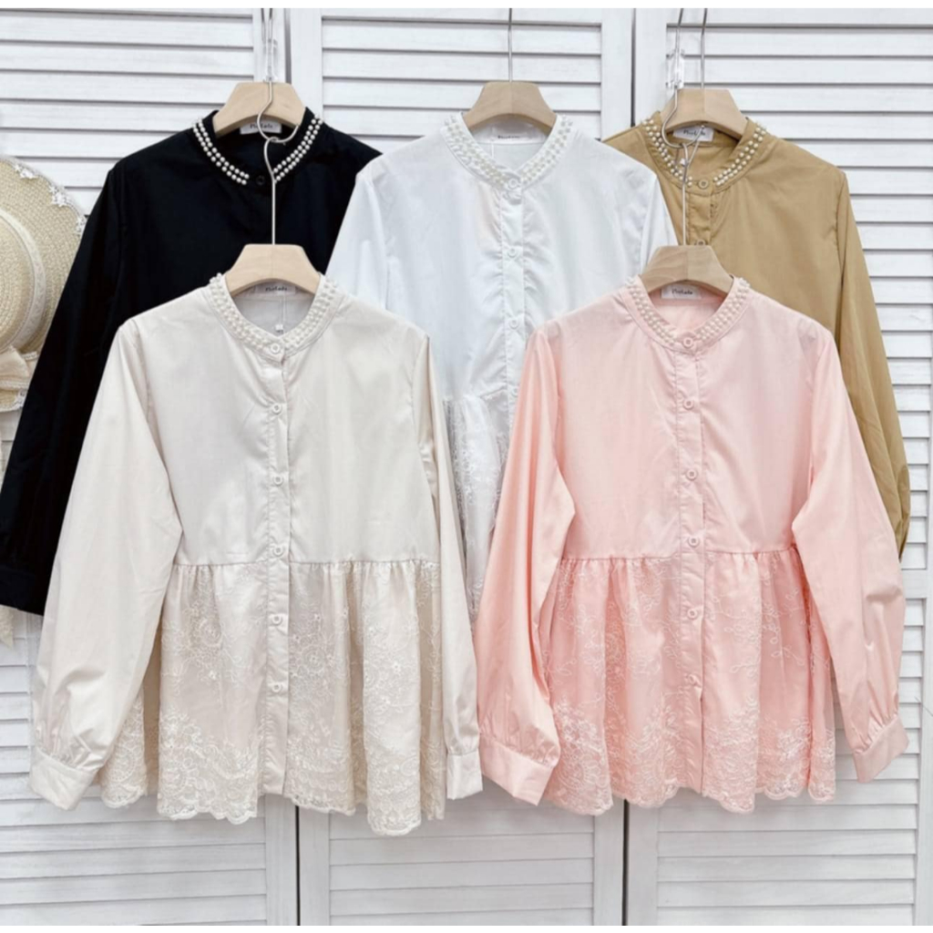 KEMEJA WANITA BROKAT JUMBO PREMIUM LD 110 IMPORT | Kemeja Elegan Bangkok Korea Terbaru COD