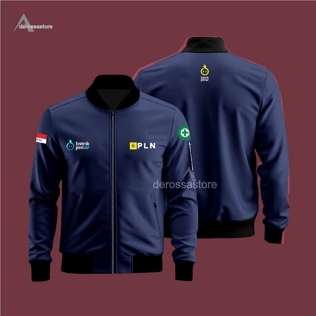 BOMBER LOGO PLN BORDIR NAVY WATERPROOF FREE TOPI