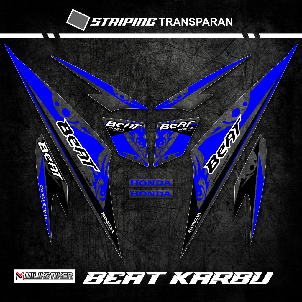STRIPING TRANSPARAN BEAT KARBU MOTIF 03 / BEAT OLD / LAMA /  STIKER MOTOR VARIASI / TRANSPARAN MOTOR