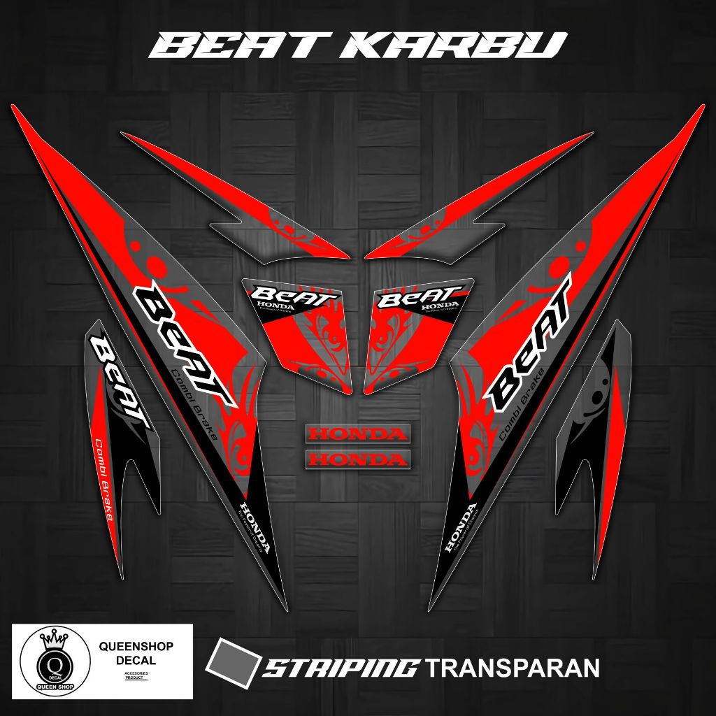 STRIPING TRANSPARAN BEAT KARBU MOTIF 03 / BEAT OLD / LAMA / STIKER MOTOR VARIASI / TRANSPARAN MOTOR 