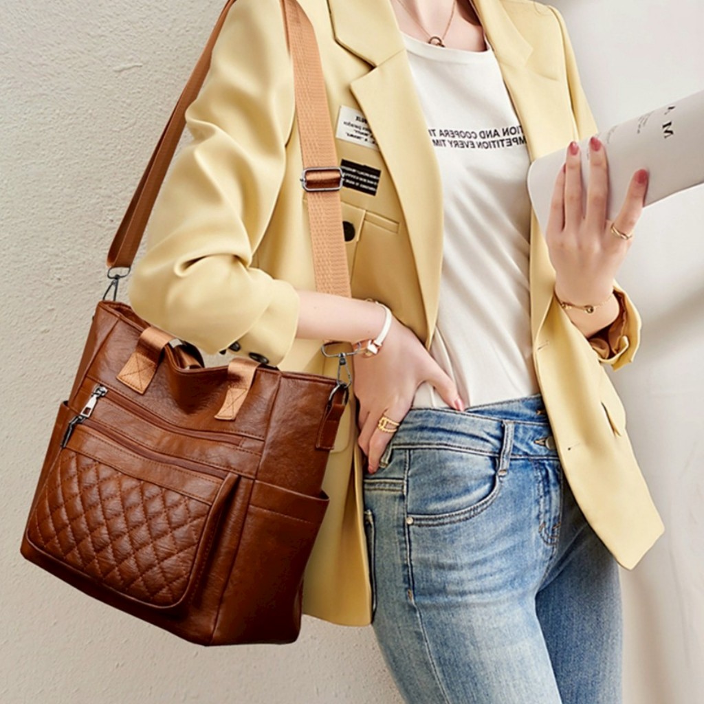 Tas Wanita Kekinian Model Bahu Dan Slempang Tali Panjang