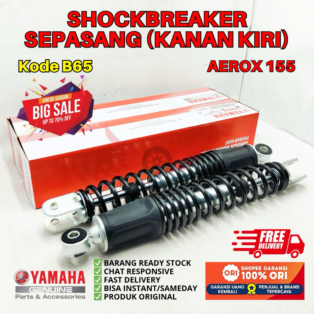 B65 SHOCKBREAKER SEPASANG KANAN KIRI AEROX 155 ORIGINAL YAMAHA GENUINE PARTS, SHOCKBREAKER ORIGINAL 