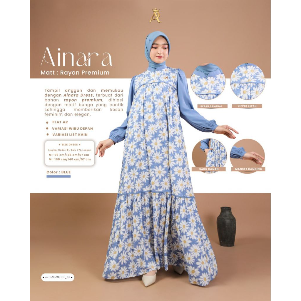 AINARA DRESS - Gamis Rayon Premium By AR QUEEN ARRAFI