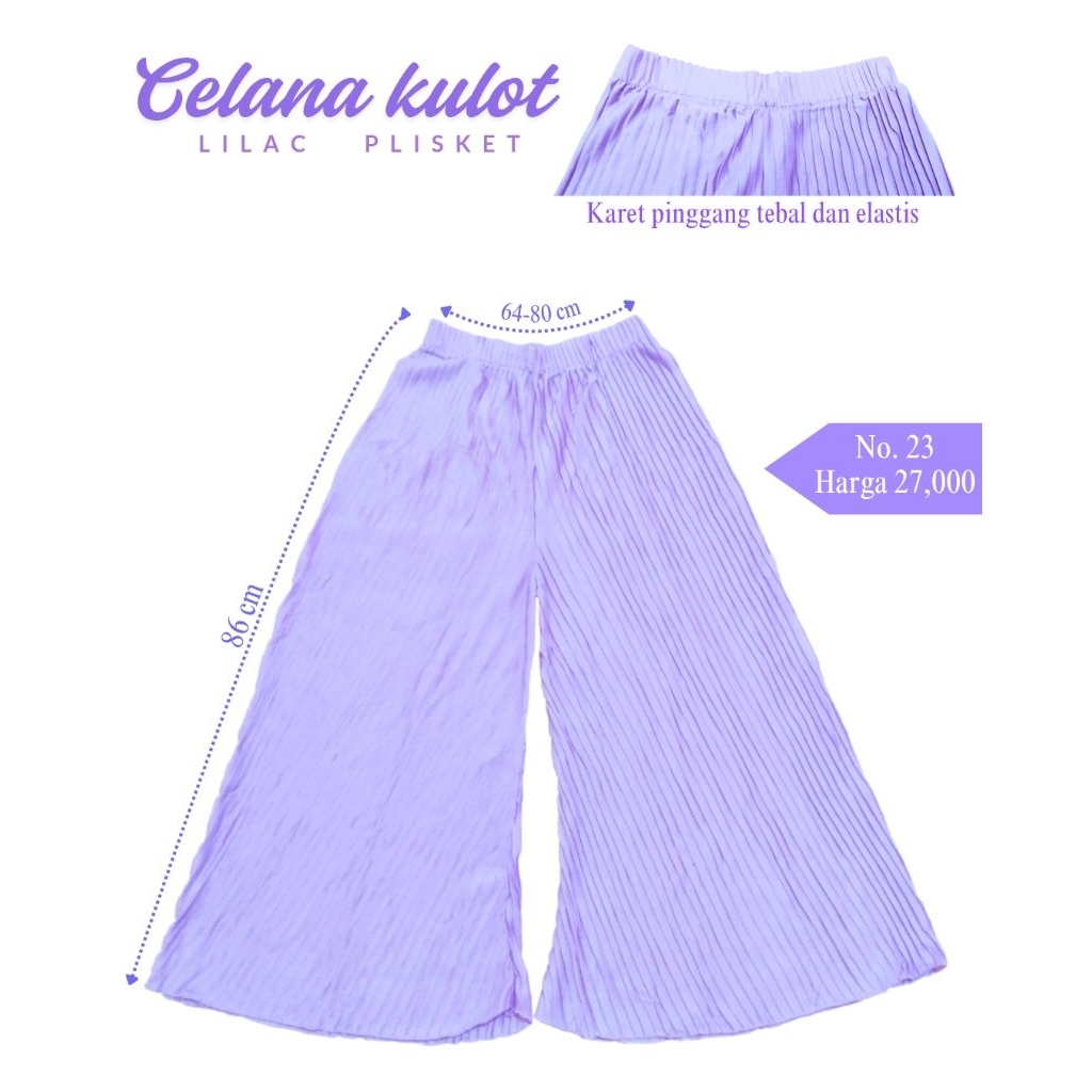 23. Celana Kulot Plisket Lilac – Nyaman & Modis untuk Segala Aktivitas