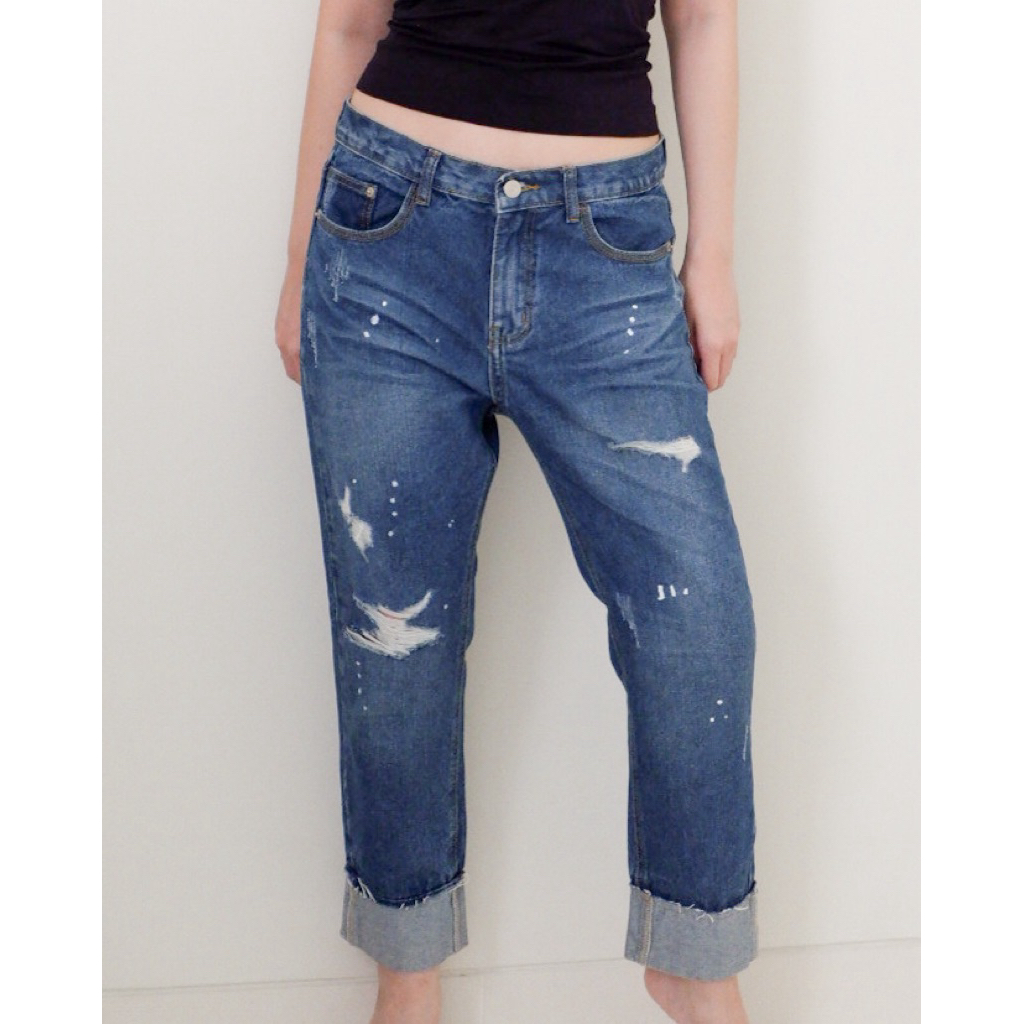 PRELOVED 7/8 High-waist Denim Jeans Celana Wanita