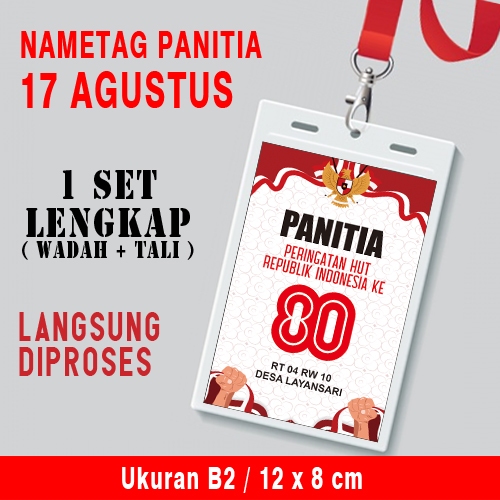

NAME TAG ID PANITIA PESERTA LOMBA AGUSTUSAN 1 SET WADAH + TALI UKURAN B2 8 X 12 CM