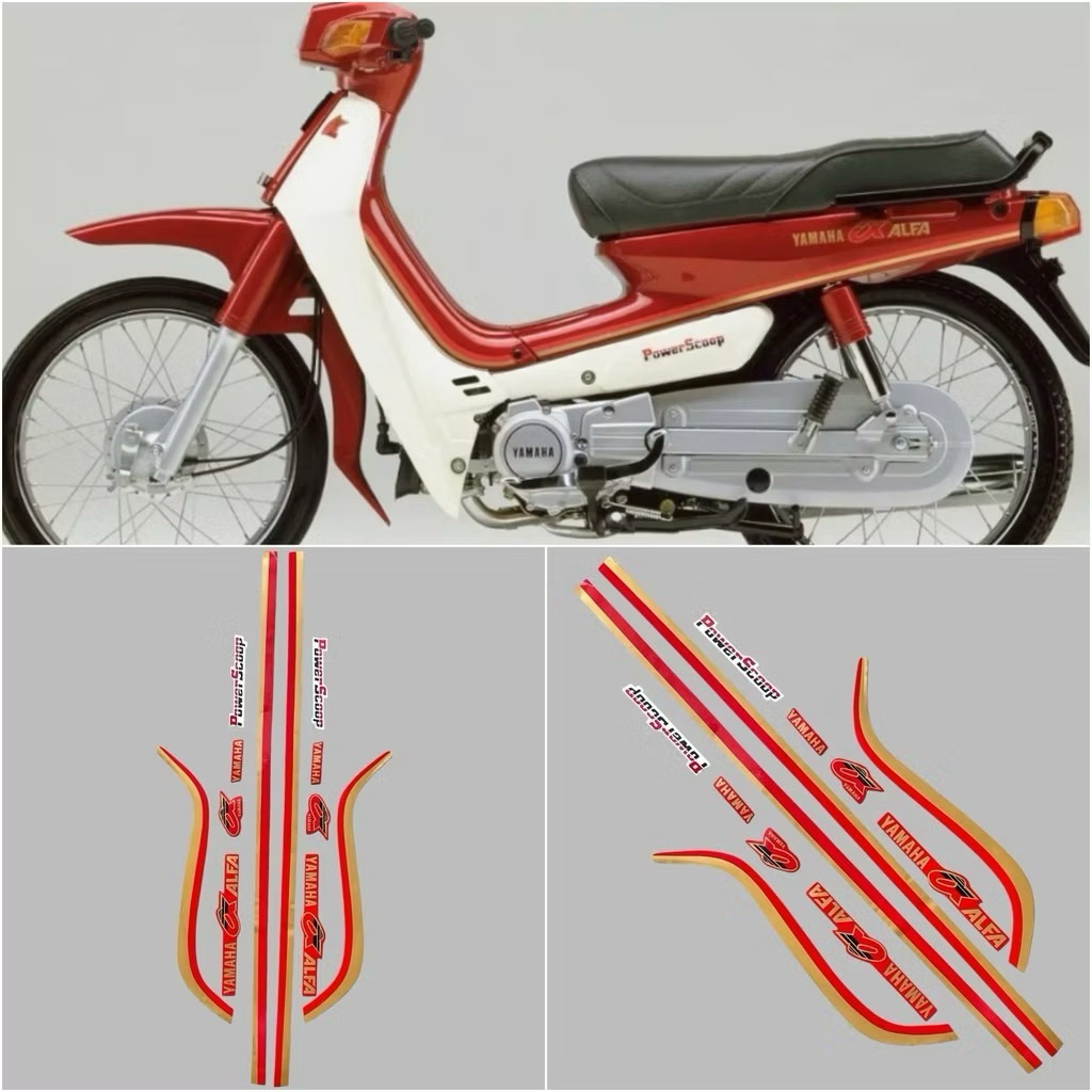 STIKER STRIPING LIS BODY YAMAHA ALFA TAHUN 1988 MERAH
