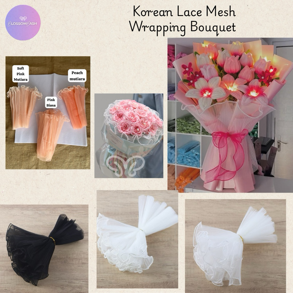 

Korean Lace Mesh / Kain Renda / Renda Mutiara / Renda Buket / Renda Korea